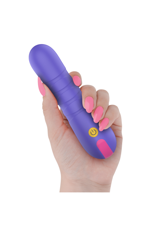 Κλασσικός δονητής από σιλικόνη σε μοβ χρώμα, μήκους 14,5 εκ. και μέγιστης διαμέτρου 3,7 εκ.