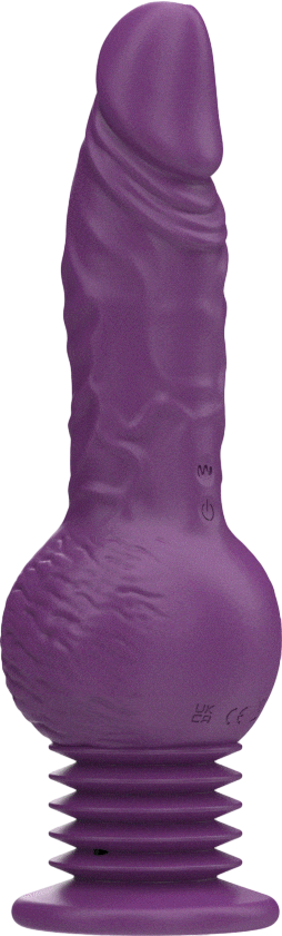 Ρεαλιστικός δονητής από σιλικόνη σε μοβ χρώμα, μήκους 24 εκ. και μέγιστης διαμέτρου 3,9 εκ.