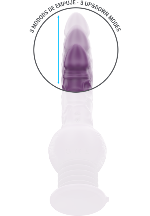 Ρεαλιστικός δονητής από σιλικόνη σε μοβ χρώμα, μήκους 24 εκ. και μέγιστης διαμέτρου 3,9 εκ.