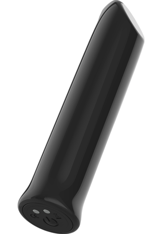 Μίνι δονητής από σιλικόνη σε μαύρο χρώμα, μήκους 10,2 εκ. και μέγιστης διαμέτρου 2,5 εκ.