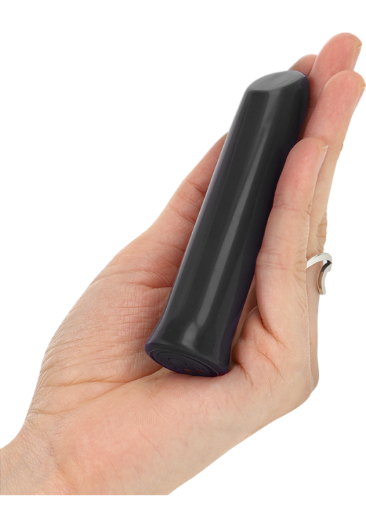 Μίνι δονητής από σιλικόνη σε μαύρο χρώμα, μήκους 10,2 εκ. και μέγιστης διαμέτρου 2,5 εκ.