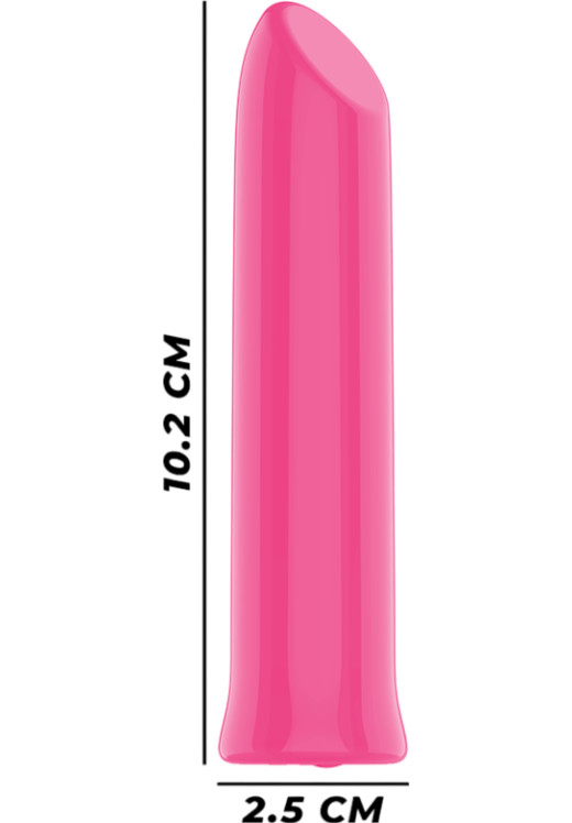 Μίνι δονητής από σιλικόνη σε ροζ χρώμα, μήκους 10,2 εκ. και μέγιστης διαμέτρου 2,5 εκ.