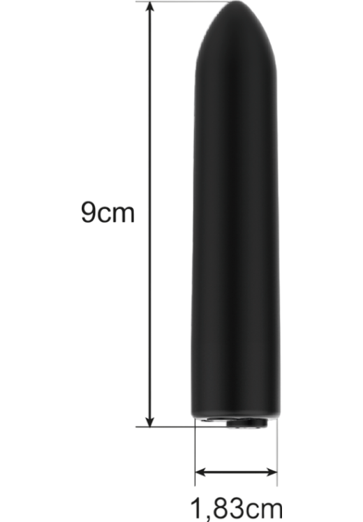 Μίνι δονητής από abs σε μαύρο χρώμα, μήκους 8,5 εκ. και μέγιστης διαμέτρου 1,7 εκ.