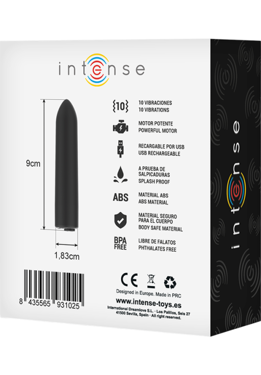 Μίνι δονητής από abs σε μαύρο χρώμα, μήκους 8,5 εκ. και μέγιστης διαμέτρου 1,7 εκ.