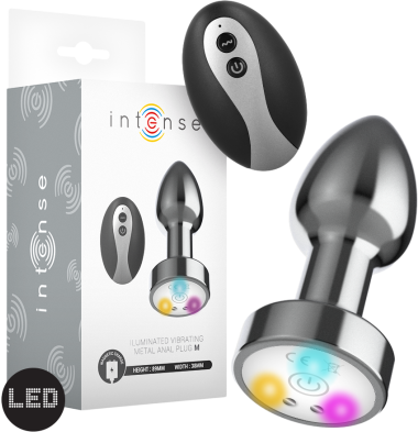 Μεταλλική Remote Δονούμενη Σφήνα  Vibrating Metal Anal Plug With Led Lights And Control Size 8,9 εκ.