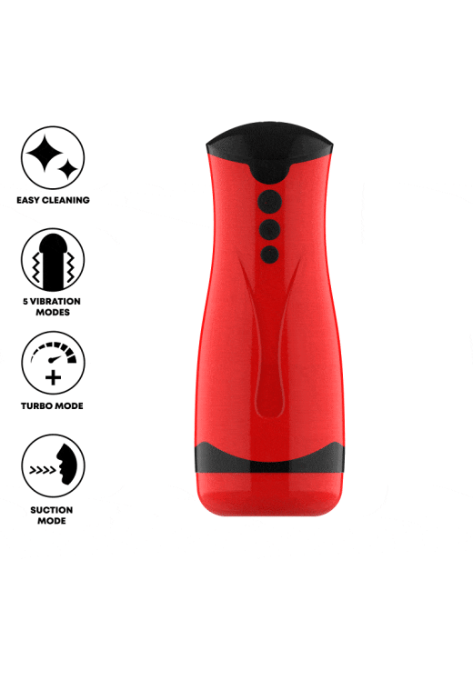 Δονούμενο αυνανιστήρι από σιλικόνη σε κόκκινο χρώμα, μήκους 26 εκ. και μέγιστης διαμέτρου 9 εκ.