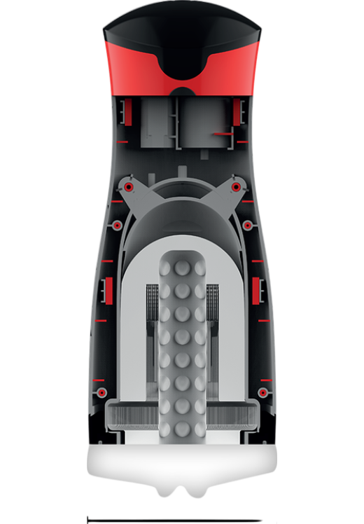 Δονούμενο αυνανιστήρι από σιλικόνη σε κόκκινο χρώμα, μήκους 26 εκ. και μέγιστης διαμέτρου 9 εκ.