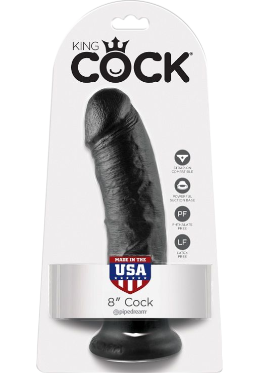 Ομοίωμα πέους από pvc σε μαύρο χρώμα, μήκους 20,3 εκ.