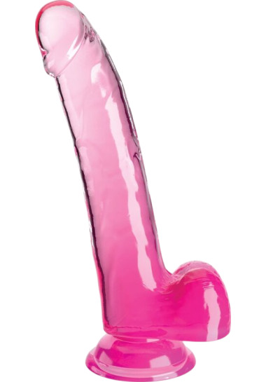 King Cock Clear Dildo With Testicles 24,8 cm Ομοίωμα πέους από tpe σε ροζ χρώμα, μήκους 24,8 εκ. και μέγιστης διαμέτρου 4,5 εκ.