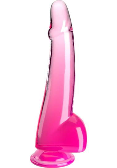 King Cock Clear Dildo With Testicles 27,9 cm Ομοίωμα πέους από tpe σε ροζ χρώμα, μήκους 27,9 εκ. και μέγιστης διαμέτρου 5,7 εκ.