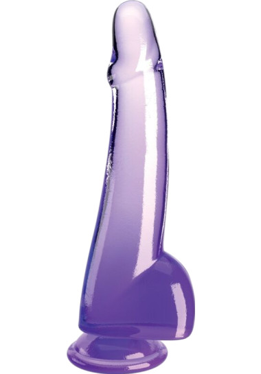 King Cock Clear Dildo With Testicles 27,9 cm Ομοίωμα πέους από tpe σε μοβ χρώμα, μήκους 27,9 εκ. και μέγιστης διαμέτρου 5,7 εκ.