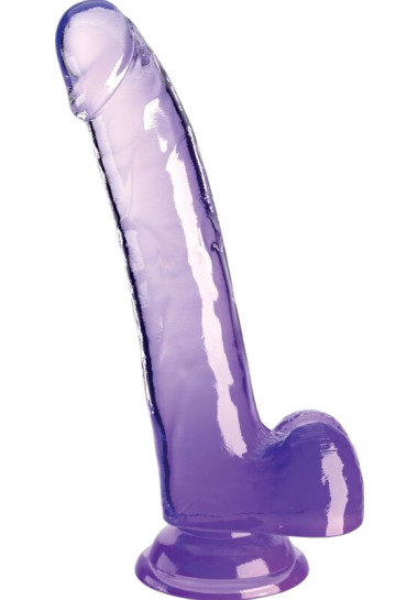 King Cock Clear Dildo With Testicles 24,8 cm Ομοίωμα πέους από tpe σε μοβ χρώμα, μήκους 24,8 εκ. και μέγιστης διαμέτρου 4,5 εκ.
