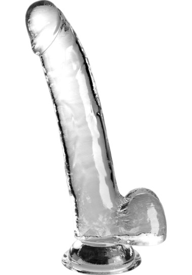 King Cock Clear Dildo With Testicles Transparent 24,8 cm Ομοίωμα πέους από tpe σε διάφανο χρώμα, μήκους 24,8 εκ. και μέγιστης διαμέτρου 4,5 εκ.
