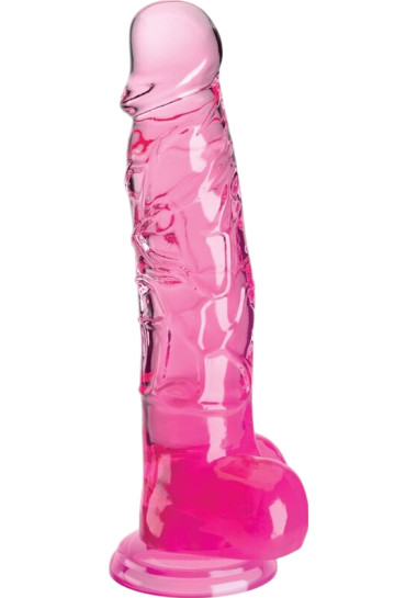 King Cock Clear Realistic Penis With Balls 22,2 cm Ομοίωμα πέους από tpe σε ροζ χρώμα, μήκους 22,2 εκ. και μέγιστης διαμέτρου 5,1 εκ.