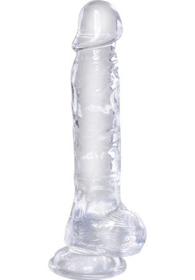 King Cock Clear Realistic Penis With Balls Transparent 22,2 cm Ομοίωμα πέους από tpe σε διάφανο χρώμα, μήκους 22,2 εκ. και μέγιστης διαμέτρου 5,1 εκ.