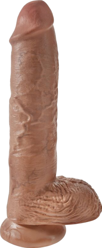 Ομοίωμα πέους από pvc σε καφέ χρώμα, μήκους 26,6 εκ. και μέγιστης διαμέτρου 5,4 εκ.