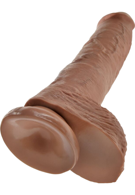 Ομοίωμα πέους από pvc σε καφέ χρώμα, μήκους 26,6 εκ. και μέγιστης διαμέτρου 5,4 εκ.