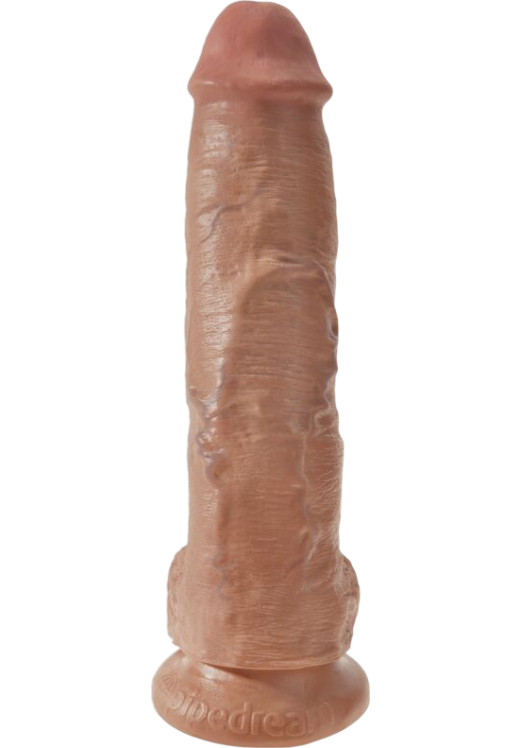 Ομοίωμα πέους από pvc σε καφέ χρώμα, μήκους 26,6 εκ. και μέγιστης διαμέτρου 5,4 εκ.