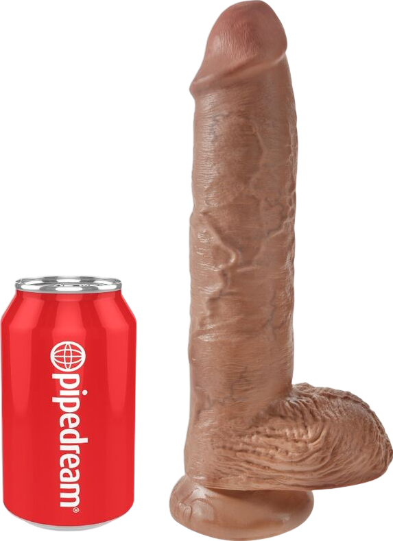 Ομοίωμα πέους από pvc σε καφέ χρώμα, μήκους 26,6 εκ. και μέγιστης διαμέτρου 5,4 εκ.