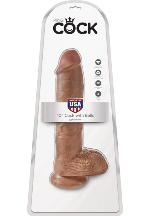 Ομοίωμα πέους από pvc σε καφέ χρώμα, μήκους 26,6 εκ. και μέγιστης διαμέτρου 5,4 εκ.