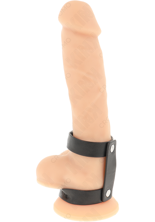 Διπλό δαχτυλίδι πέους από δερματίνη σε μαύρο χρώμα