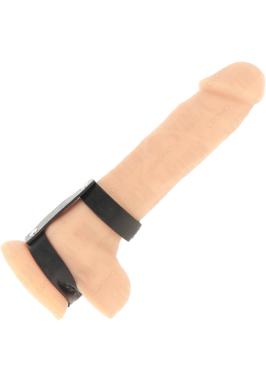 Διπλό δαχτυλίδι πέους από δερματίνη σε μαύρο χρώμα