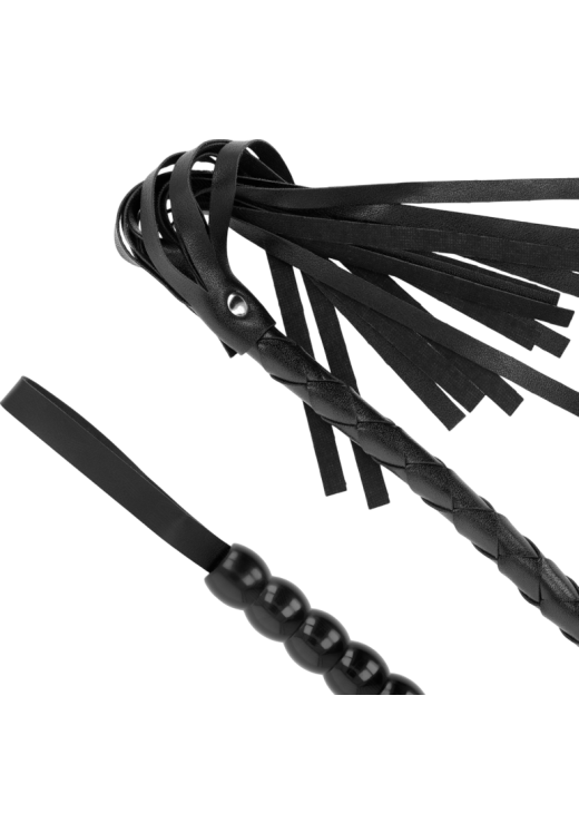 Μαστίγιο από δερματίνη σε μαύρο χρώμα, μήκους 80 εκ.