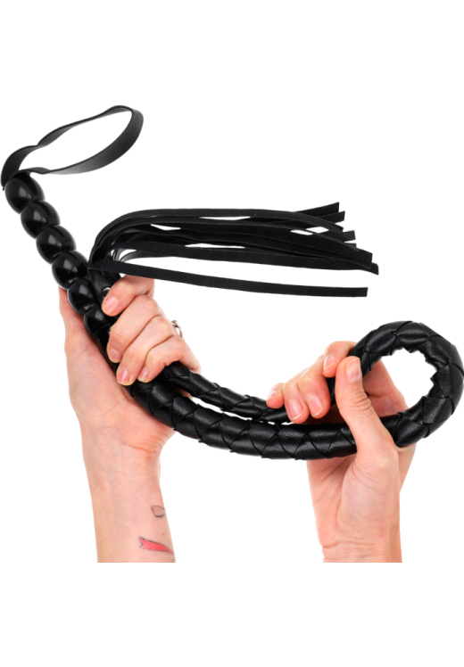 Μαστίγιο από δερματίνη σε μαύρο χρώμα, μήκους 80 εκ.