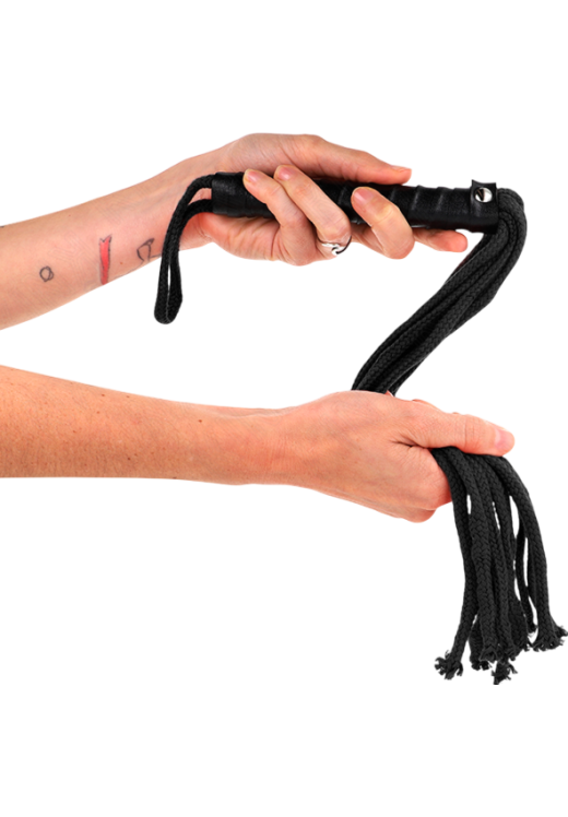 Μαστίγιο από σχοινί  σε μαύρο χρώμα, μήκους 60 εκ.