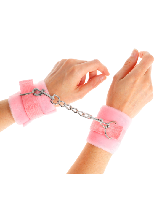 Bondage δεσμά από γούνα σε ροζ χρώμα