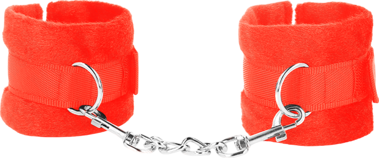 Bondage δεσμά από γούνα σε κόκκινο χρώμα