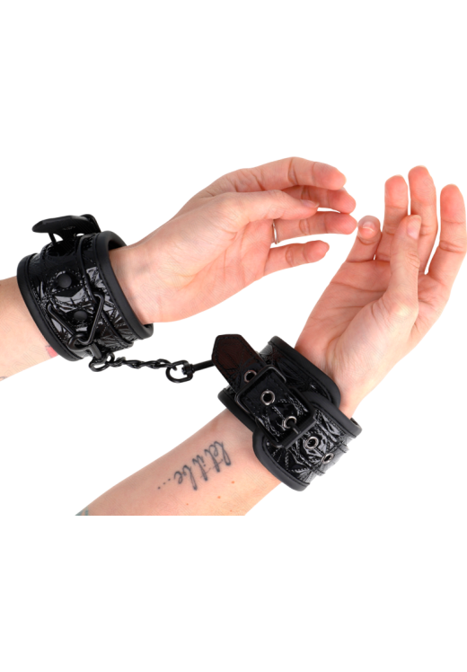 Bondage δεσμά από δερματίνη σε μαύρο χρώμα