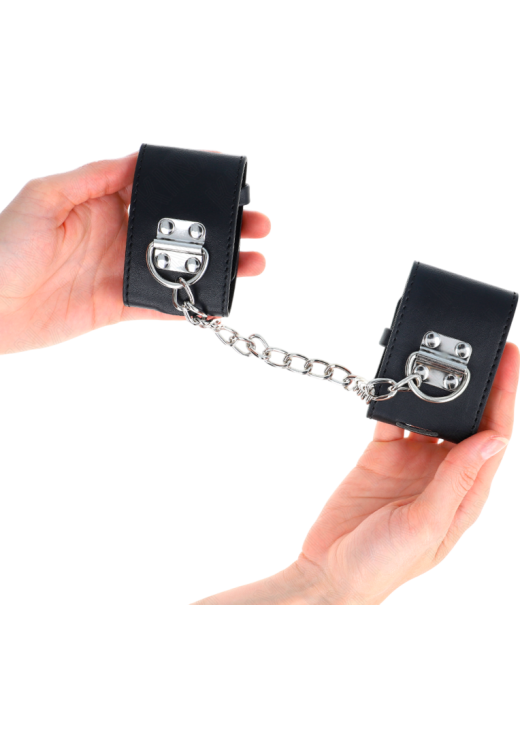 Bondage δεσμά από δερματίνη σε μαύρο χρώμα