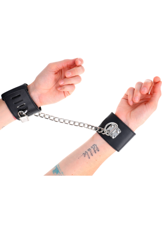 Bondage δεσμά από δερματίνη σε μαύρο χρώμα