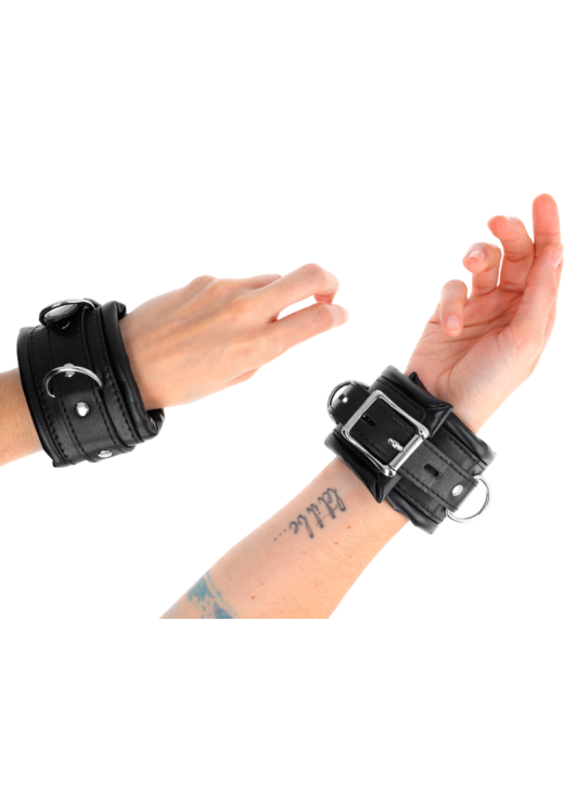 Bondage δεσμά από δερματίνη σε μαύρο χρώμα