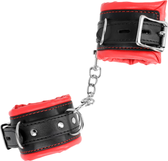 Bondage δεσμά από δερματίνη σε κόκκινο χρώμα, μήκους 25 εκ.