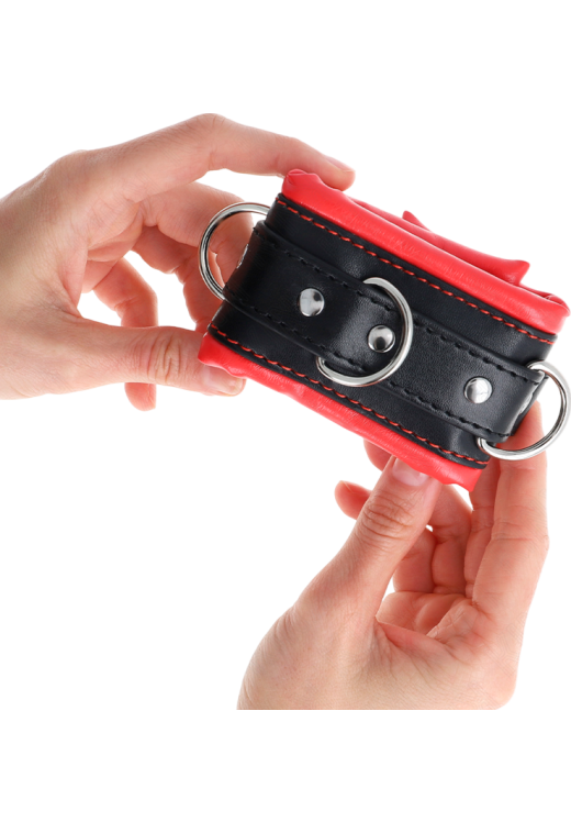 Bondage δεσμά από δερματίνη σε κόκκινο χρώμα, μήκους 25 εκ.