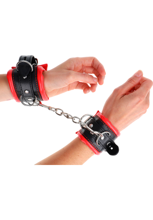 Bondage δεσμά από δερματίνη σε κόκκινο χρώμα, μήκους 25 εκ.