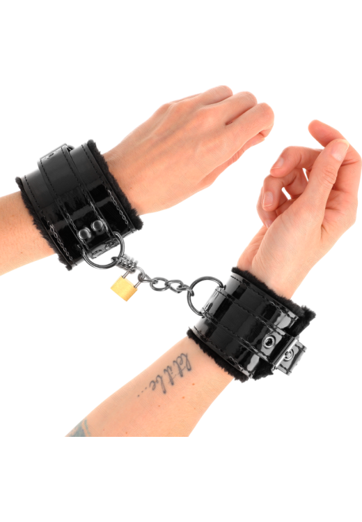 Bondage δεσμά από δερματίνη σε μαύρο χρώμα