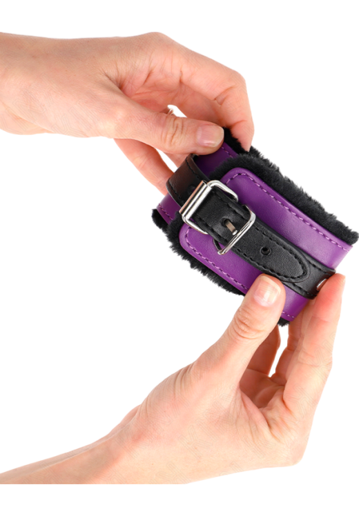 Bondage δεσμά από δερματίνη σε μοβ χρώμα