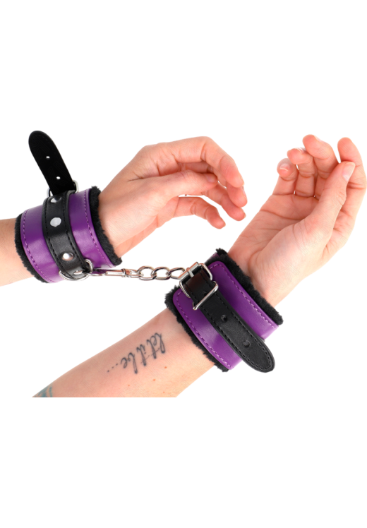 Bondage δεσμά από δερματίνη σε μοβ χρώμα