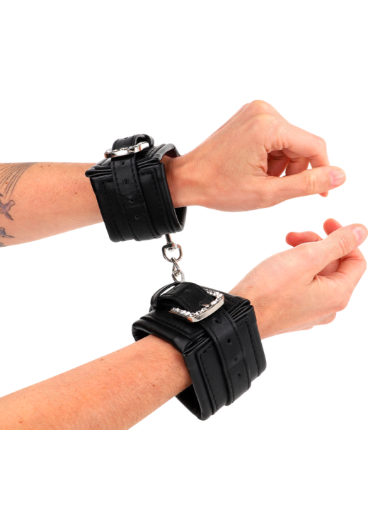 Bondage δεσμά από δερματίνη σε μαύρο χρώμα