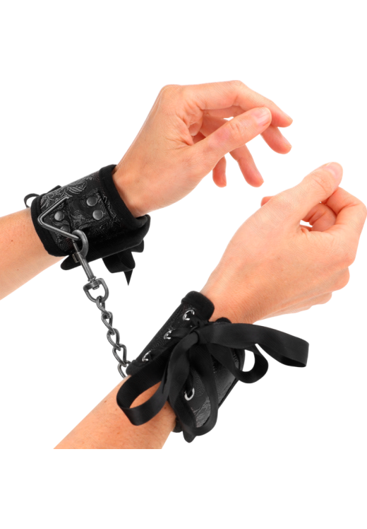 Bondage δεσμά από δερματίνη σε μαύρο χρώμα, μήκους 25 εκ.