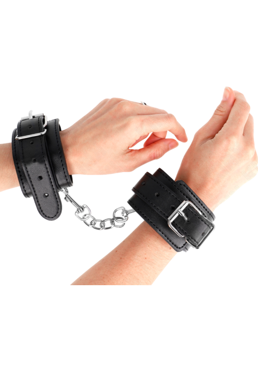 Bondage δεσμά από δερματίνη σε μαύρο χρώμα