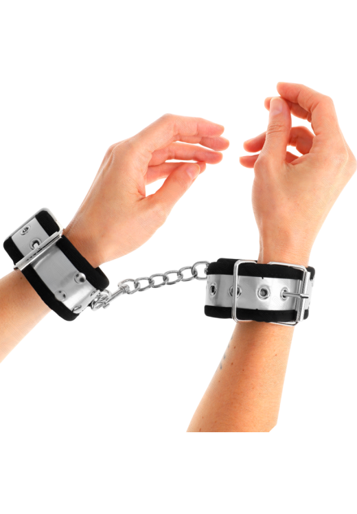 Bondage δεσμά από δερματίνη σε ασημί χρώμα, μήκους 25 εκ.