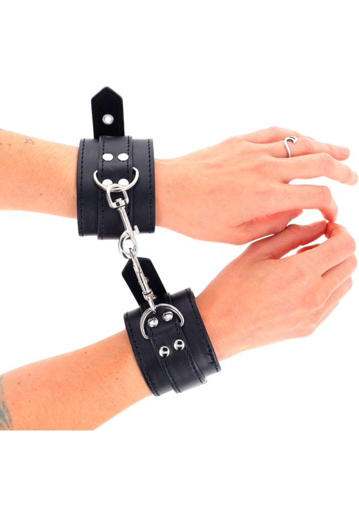 Bondage δεσμά από δερματίνη σε μαύρο χρώμα