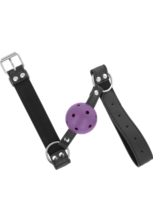 Φίμωτρο από δερματίνη σε μοβ χρώμα, μήκους 62 εκ.