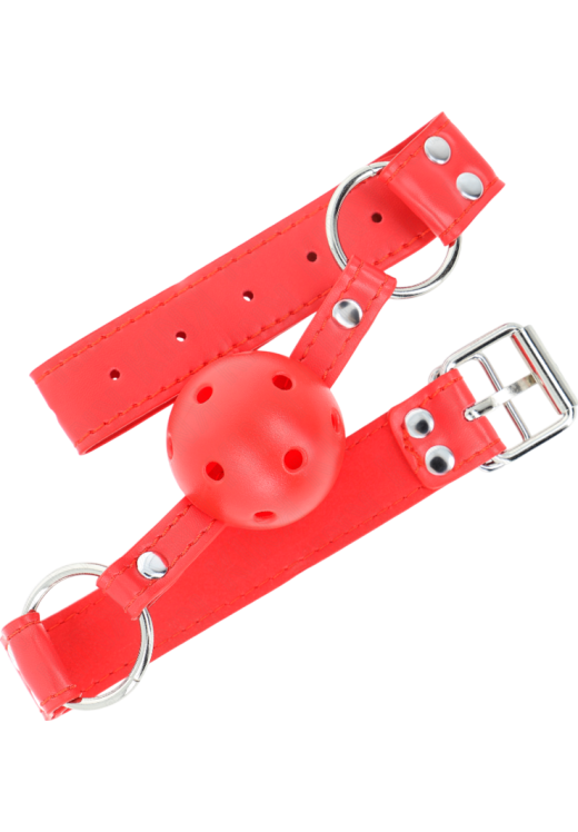 Φίμωτρο από δερματίνη σε κόκκινο χρώμα, μήκους 60 εκ.