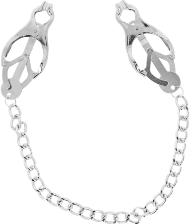 Μεταλλικοί σφιγκτήρες θηλών σε ασημί χρώμα με ενσύρματο κοντρόλ