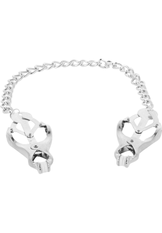 Μεταλλικοί σφιγκτήρες θηλών σε ασημί χρώμα με ενσύρματο κοντρόλ